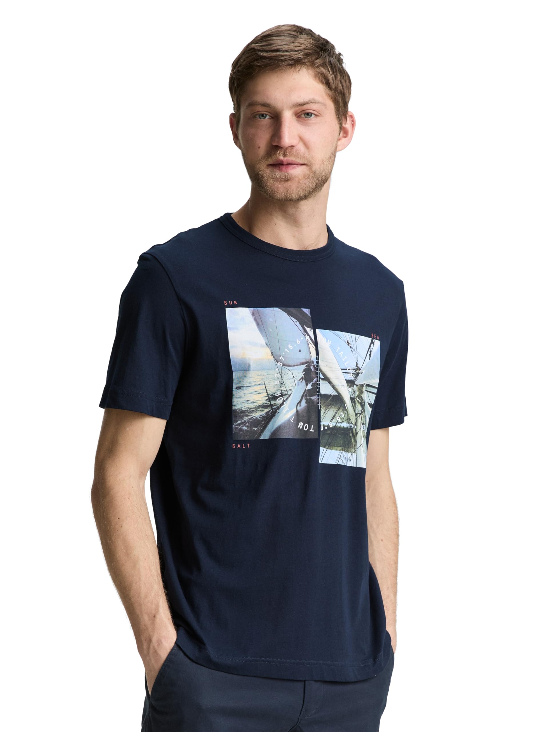 TOM TAILOR Men's T-Shirt, 10668 - Sky Captain Blue, XS