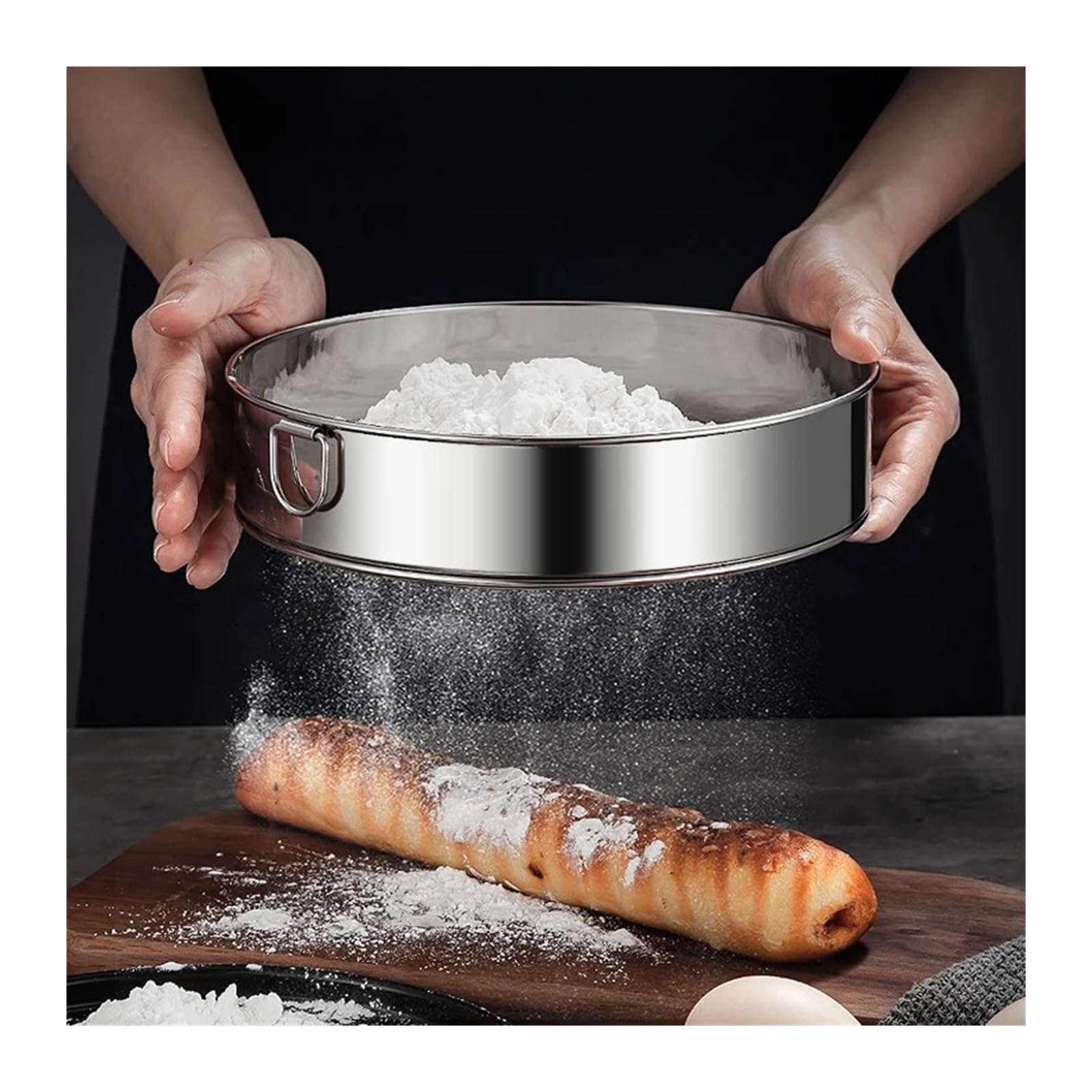 sieb edelstahl 2 stücke 40/60 Mesh Küche Ultrafeinen Mehl Sieb Professionelle Runde Edelstahl Kuchen Backen(60 mesh)