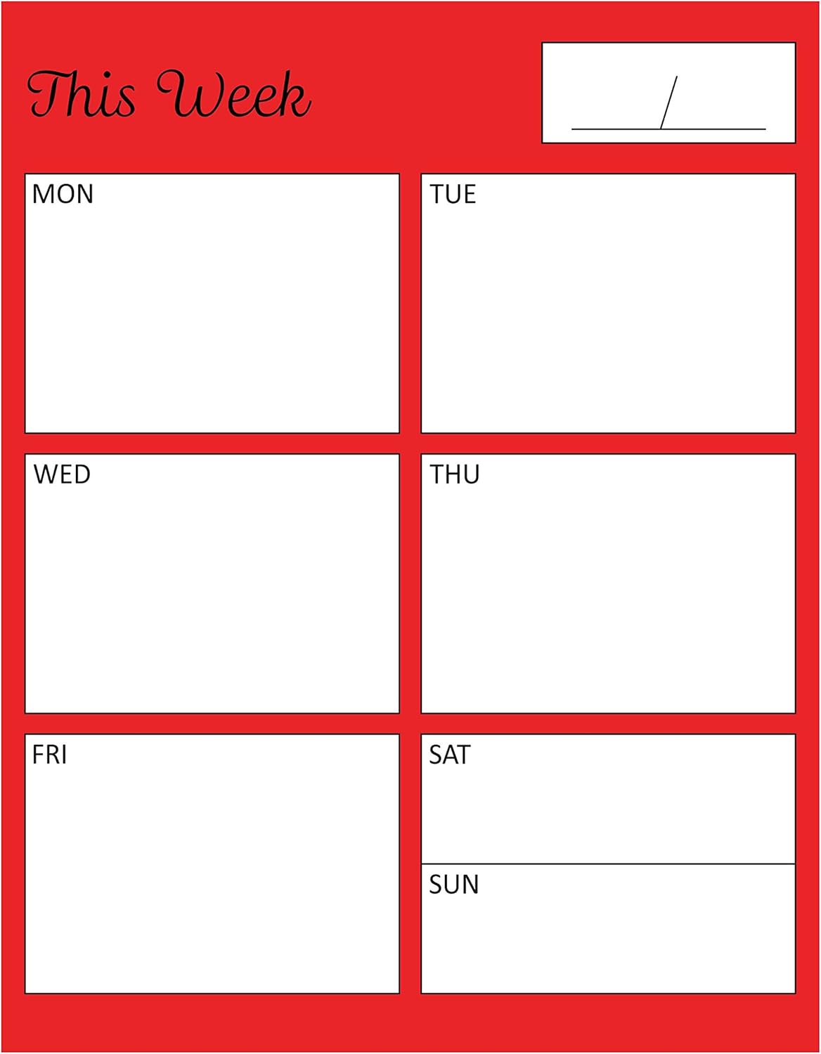 Weekly Organizer Dry Erase Magnet by DCM Solutions (Orange with Black Text, 9" H x 7" W)