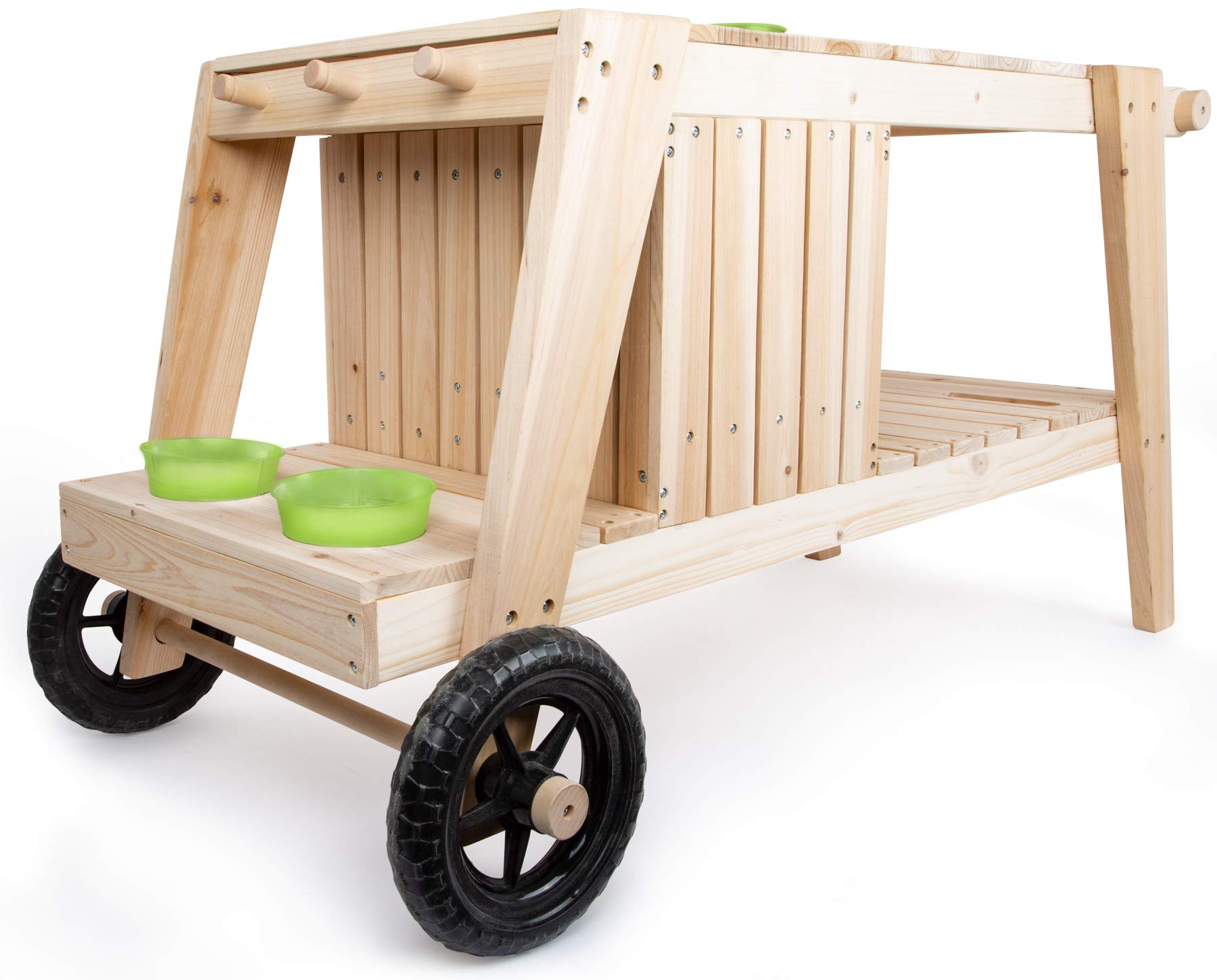 small foot Cuisine de Plein air en Bois Massif et résistant aux intempéries, Cuisine d'extérieur avec Accessoires et Roues
