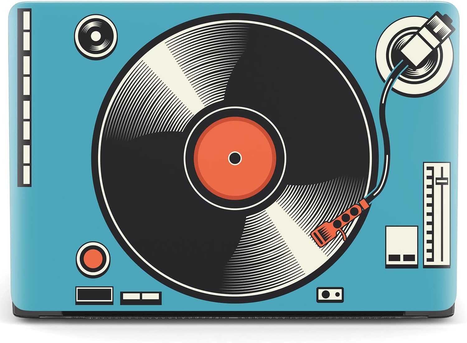 Mertak Hard Case Compatible with MacBook Pro 16 14 Air 15 13 inch M3 M2 M1 Mac 2024 2023 2022 2018 Graphic Music Cover Print Blue Retro Record Player Vintage Plastic Protective Girly Shell Clear