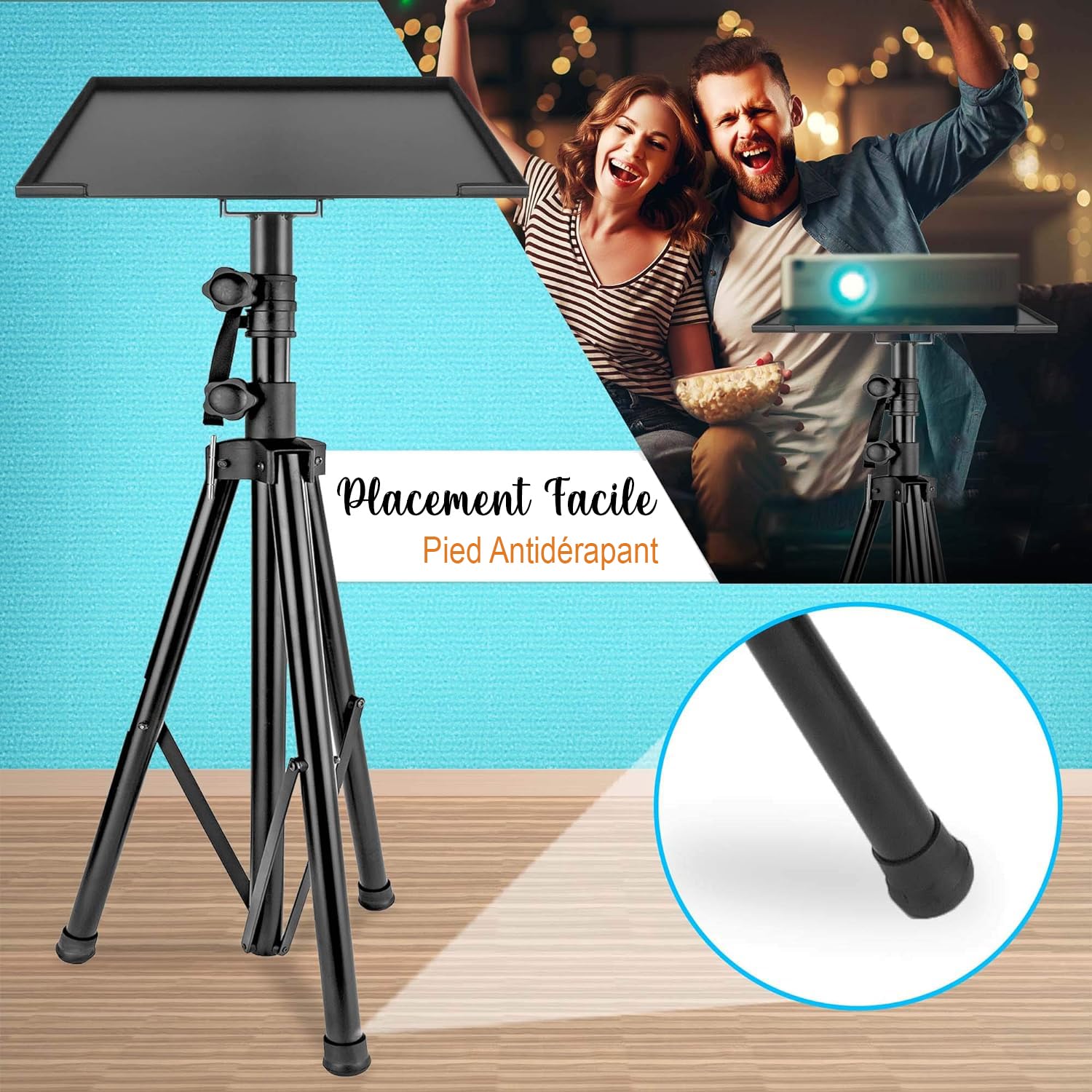 Pyle Support de Projecteur, Trépied Réglable en Hauteur, Support Videoprojecteur Pliable, S'étend de 76 à 134 cm, Pied pour Les Ordinateurs Portables, Projecteurs, Équipement de DJ, Noir