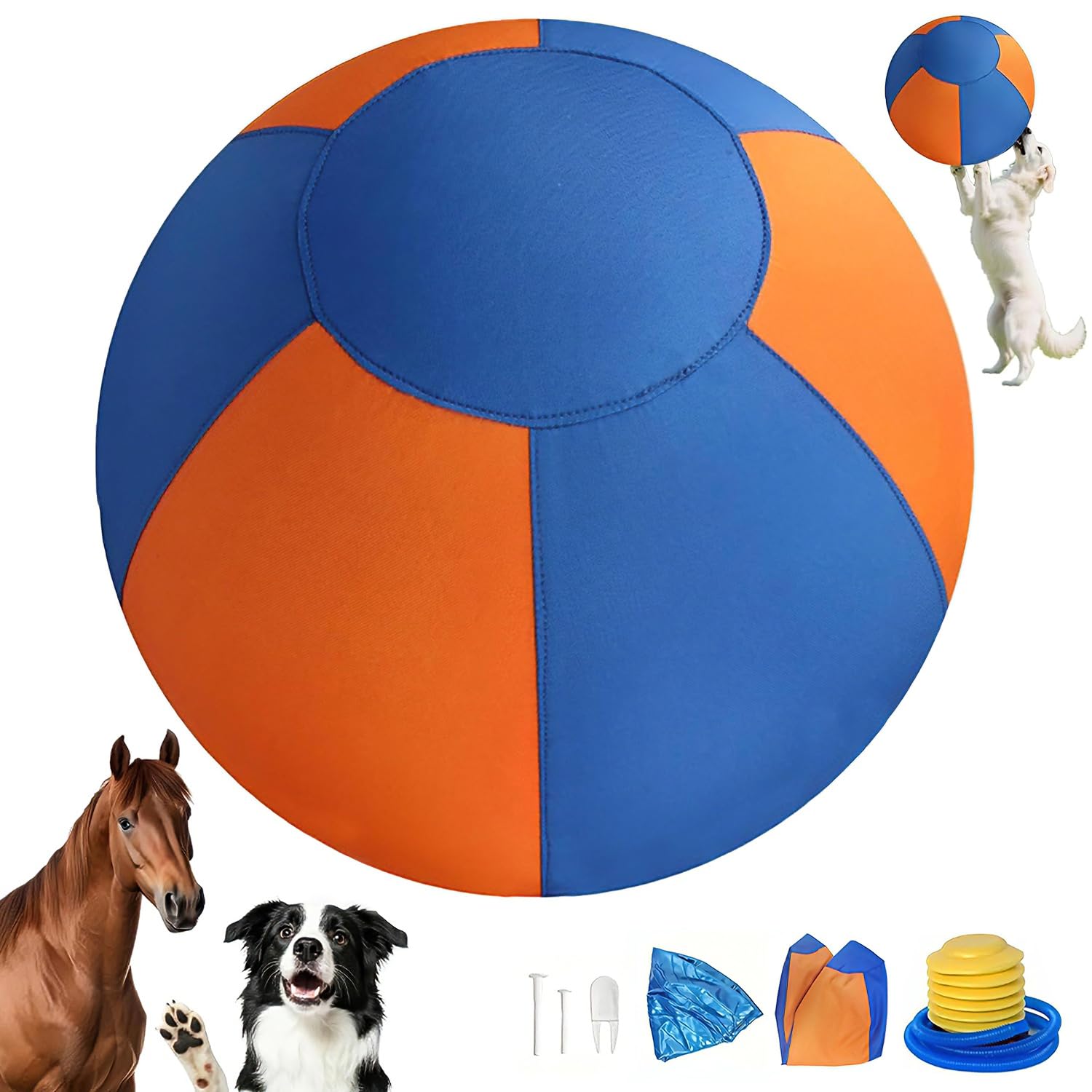 Aufblasbarer Treibball für Hunde, 55cm Interaktiver Hundespielzeugball, Aufblasbarer Herding Ball Hund, Treibball für Hunde Hüteball für Mittelgroße, Aufblasbarer Hundeball für Große Kleine Hunde