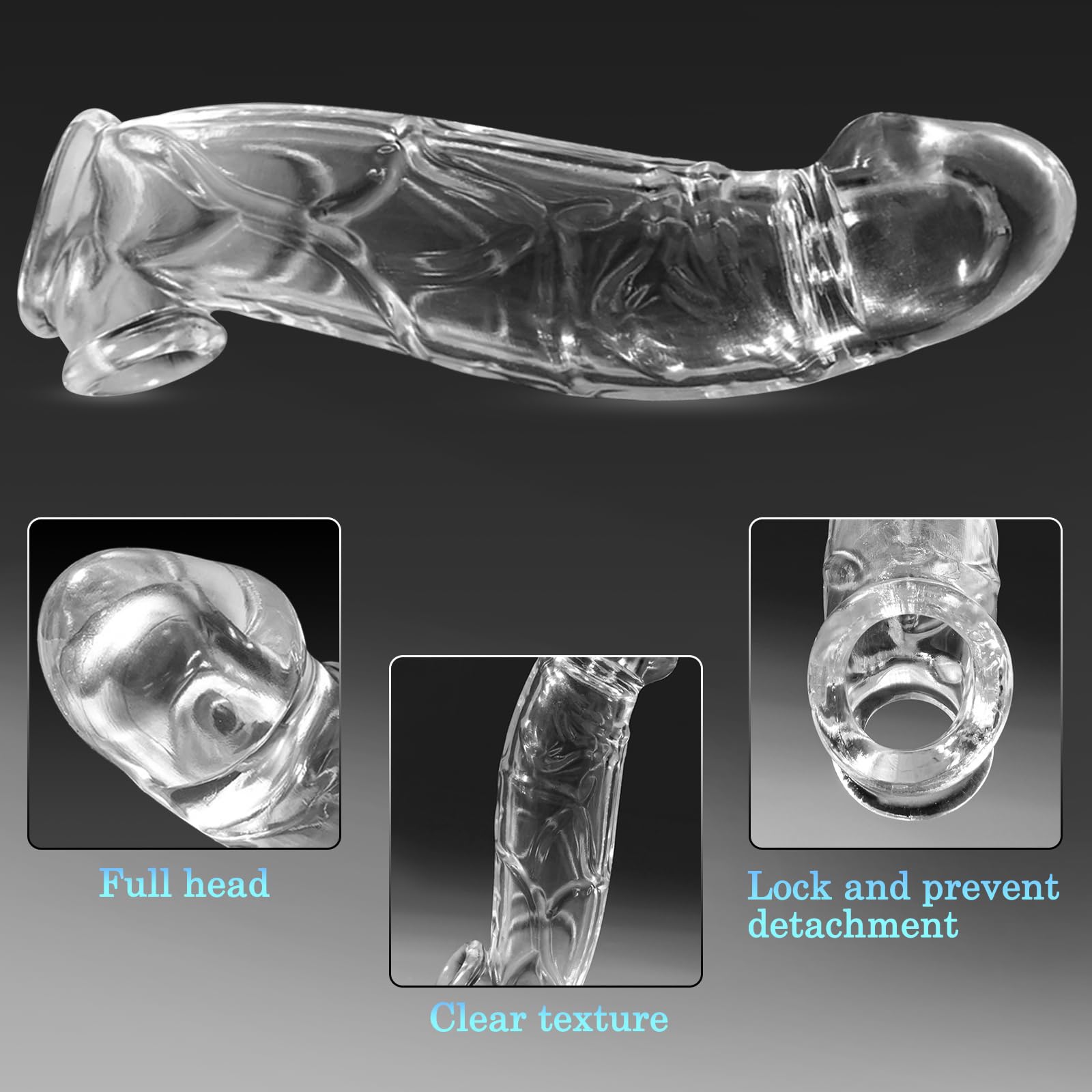 BDSMYOU Guaina Pene Sex Toys per Allungamento del Pene Maschile,Erezione Pene Forte e Duratura,Anello Antiscivolo per Testicoli,Sexytoysys Uomo,Toys Sessuali per Uomini (L)