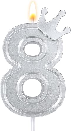 Crown Number Birthday Candles - 3D Diamond Shape With Crown Design For Cake Decorating (Pink, 3 Inch)