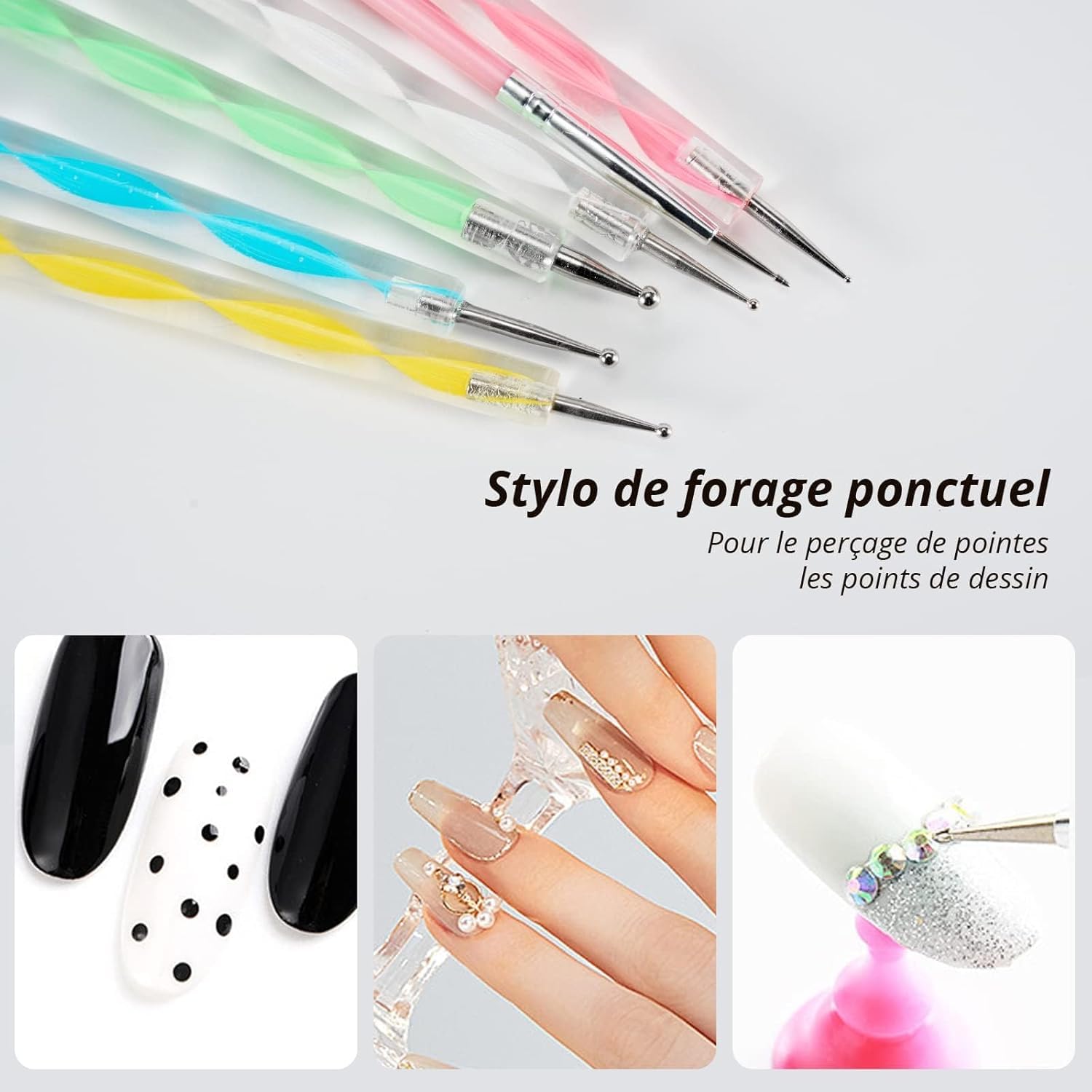 20 Pennelli per Unghie, Pennello per Gel con Punta Dotting, Pennello per Costruzione Gel UV, Pennello Sottile per Unghie Acrilico per Design Nail Art Fai-da-Te - Rosa
