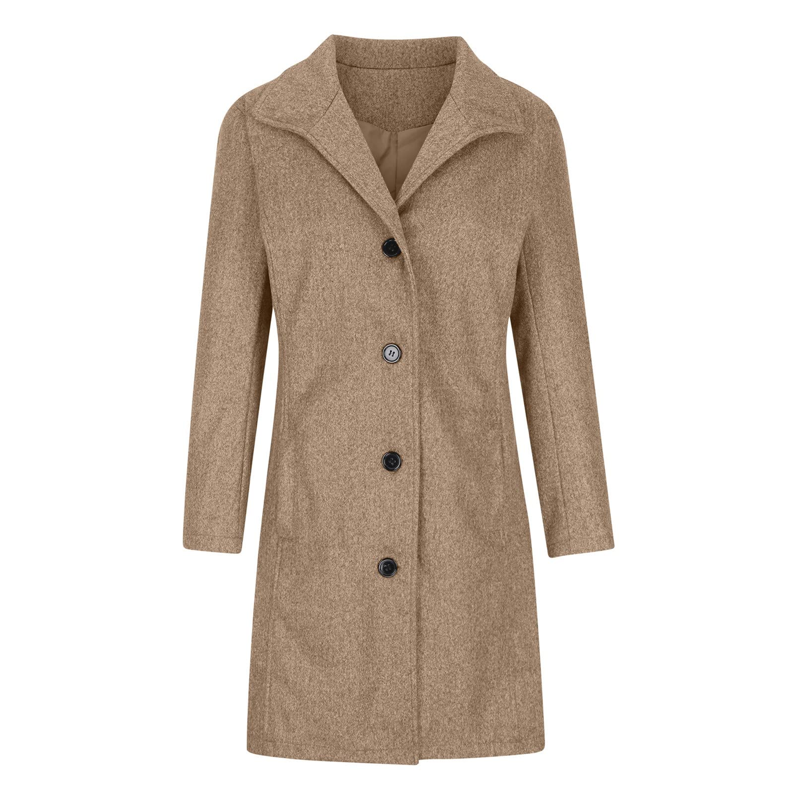 Cappotto Donna Invernale Elegante Lungo Cappotti Autunno Caldo Giacca Casual di Moda Giubbotto da Collo Trench Coat con Bottoni Cardigan con Risvolto Classico retrò di Tendenza Cardigan Giubbotto