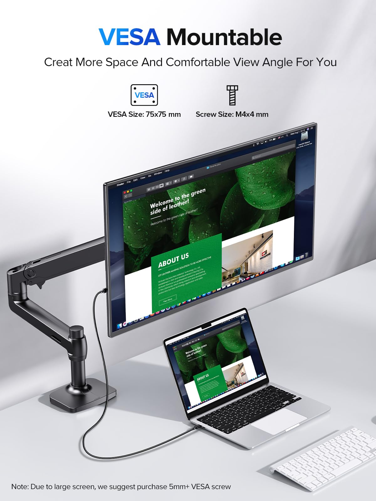 UPERFECT 24,5" 2K 165 Hz przenośny monitor dotykowy 2560 * 1440 QHD 100% sRGB z regulowanym uchwytem 180° Mini HDMI USB-C do konsoli do gier komputerowych, kompatybilny z VESA