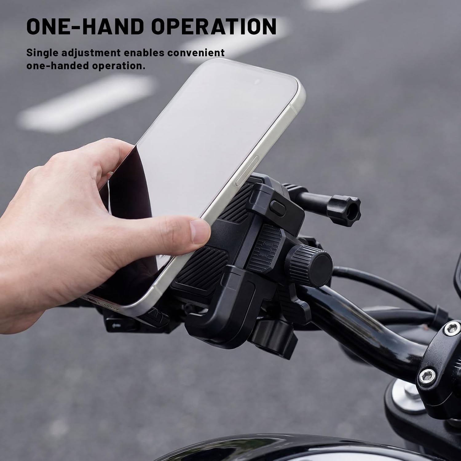 Bike Phone Mount & Action Camera Holder, One-Touch Lock, Quick Release, Fits 17-42mm Handlebar, Compatible with 90% Smartphones, for Bicycle Motorcycle ATV UTV