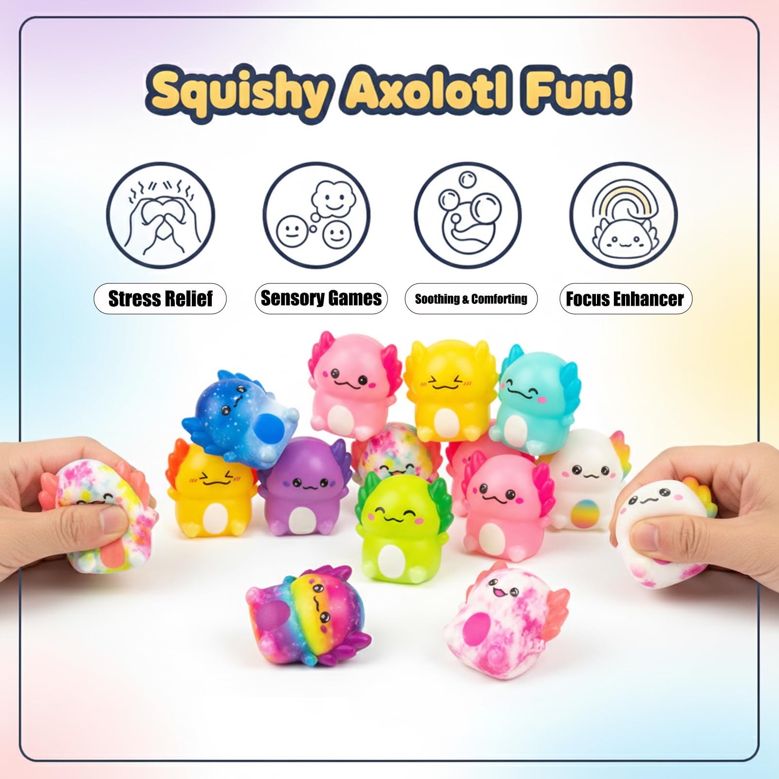 Axolotl fidget, Stress Relief Sensory fidgets, Random Colour Collection of Twelve - Image 4