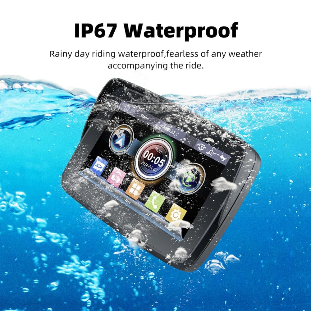 LIVASH Display Impermeabile 5 Pollici Motocicletta GPS Navigazione Wireless Android Carplay Auto