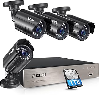 ZOSI 3K Lite Security Camera System with AI Human Vehicle Detection,H.265+ 8CH HD TVI Video DVR Recorder with 4X HD 1920TVL 1080P Indoor Outdoor Weatherproof CCTV Cameras,Remote Access,1TB Hard Drive