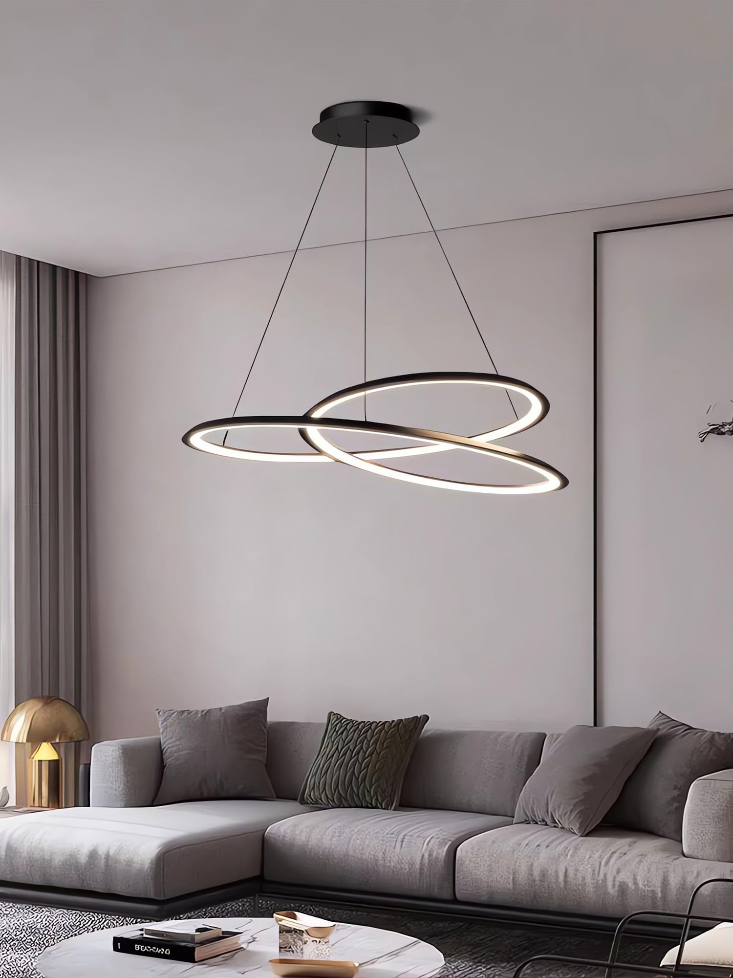 Lampa wisząca LED Nowoczesna sufitowa Lampy wiszące Ściemniane za pomocą pilota spiralne oprawy wiszące Oświetlenie wiszące z regulacją wysokości do salonu sypialni biura jadalni (80cm)