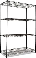 Alera Heavy-Duty Industrial Wire Shelving Starter Kit, 4 Adjustable Shelves, 48"W x 24"D x 72"H Black, 1200 lbs Capacity