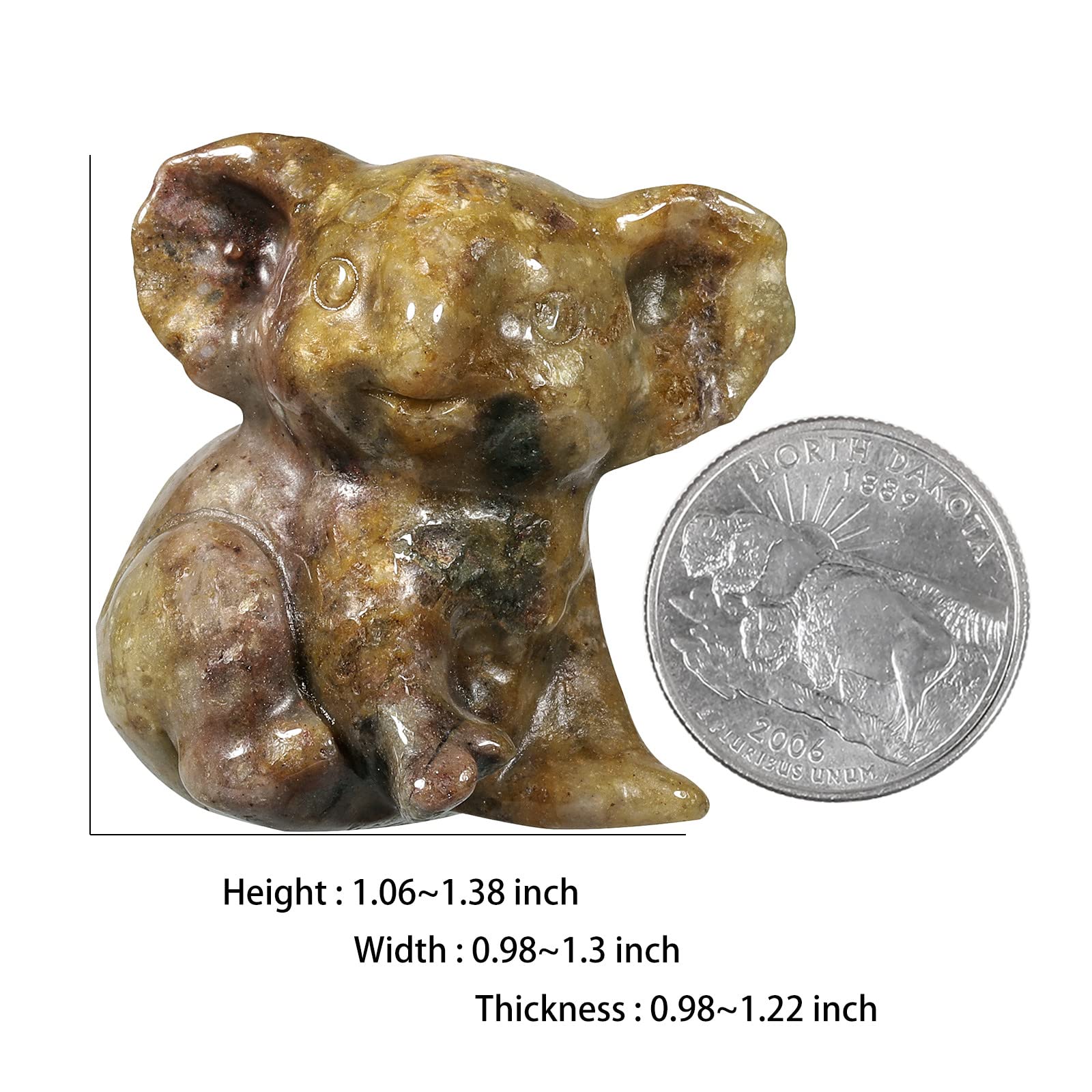 Nupuyai 2pcs Ocean Agate Mini Crystal Stone Statue Carved Animal Kangaroo Set - Image 2