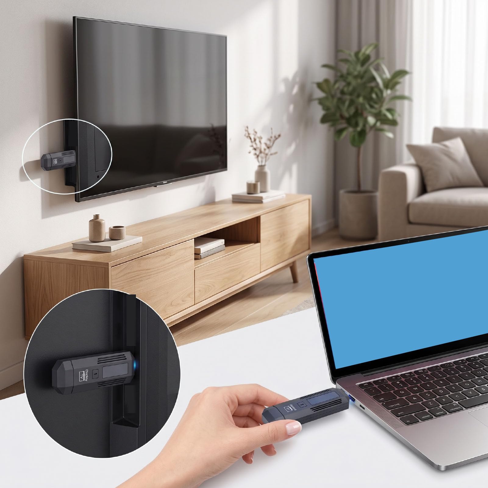 Annadue Ricevitore Trasmettitore Video Wireless Interfaccia Multimediale | Materiale ABS, Doppia Banda 2.4G/5.8G, Plug and Play per Laptop, TV Box, Proiettore