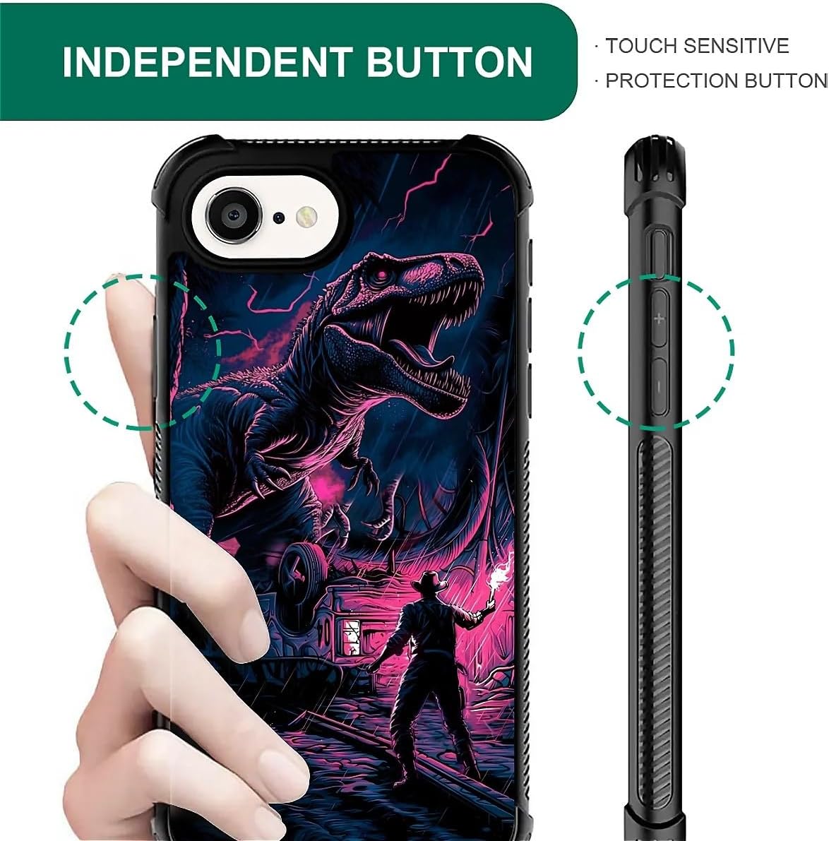 Compatible with iPhone 16e Case,Amazing Pattern Design Shockproof Anti-Scratch Hard PC Back Case for iPhone 16e Man Training Dinosaur - Image 6