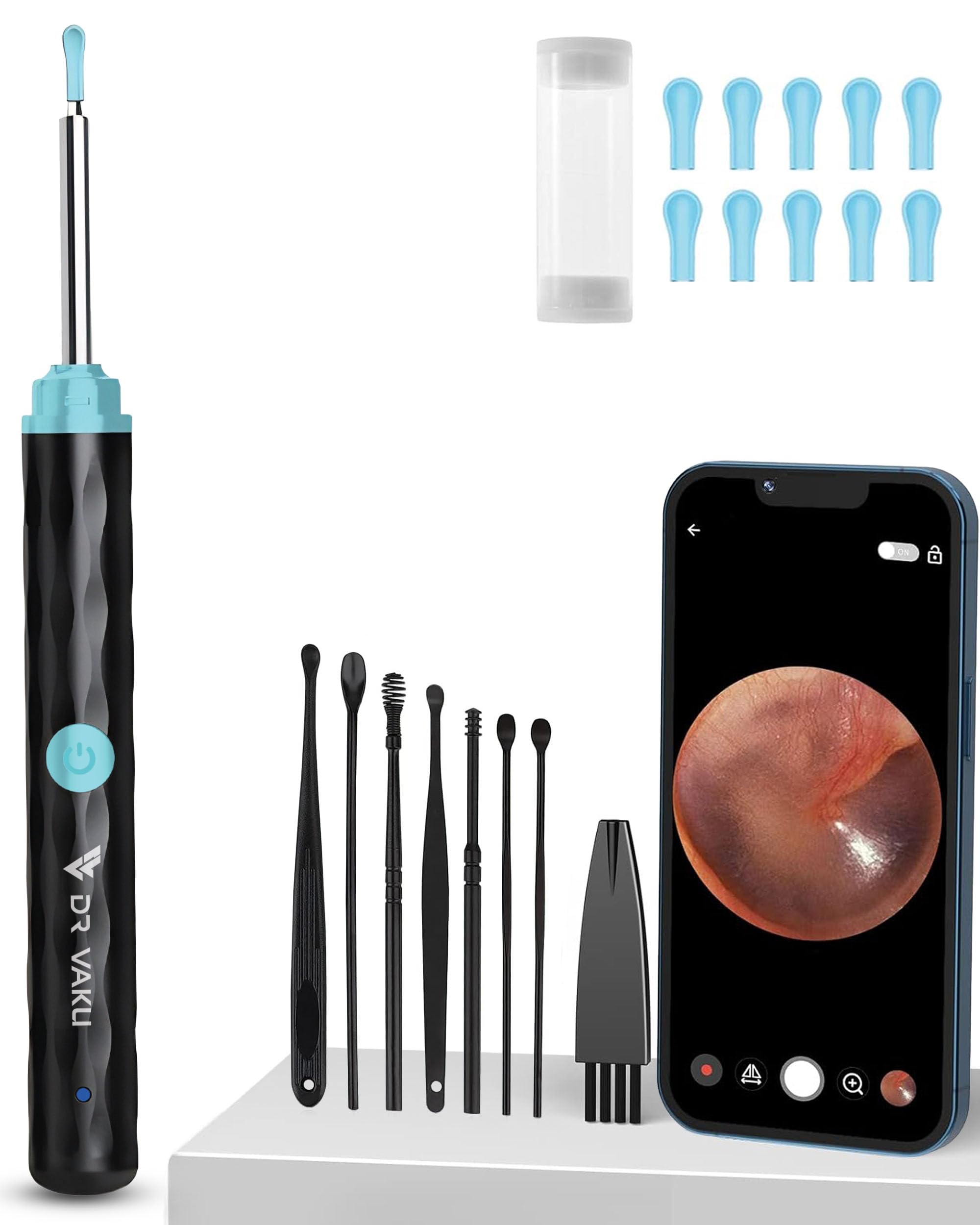 Dr Vaku® Earocam Earwax Removal Tool with Extra Cleaning Kit (Set of 7) HD Camera Wifi Connection & 6 LED Lights Endoscope Tool Ear Cleaner for iOS & Android + 10 Silicone Tips Free (B0CSPMNWD8) Amazon Price History, Amazon Price Tracker