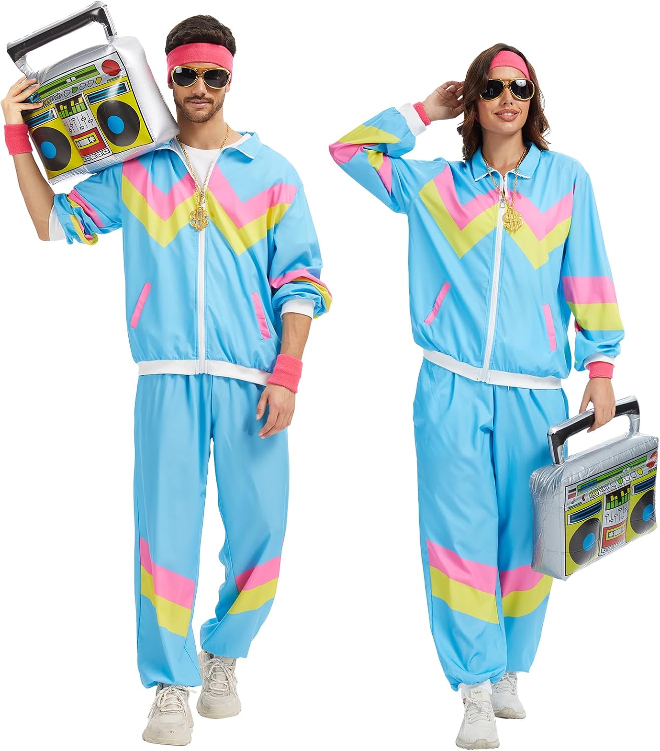80s Tracksuit for Men Women,80s 90s Outfits Fashion Retro Tracksuit for Halloween Carnival Party