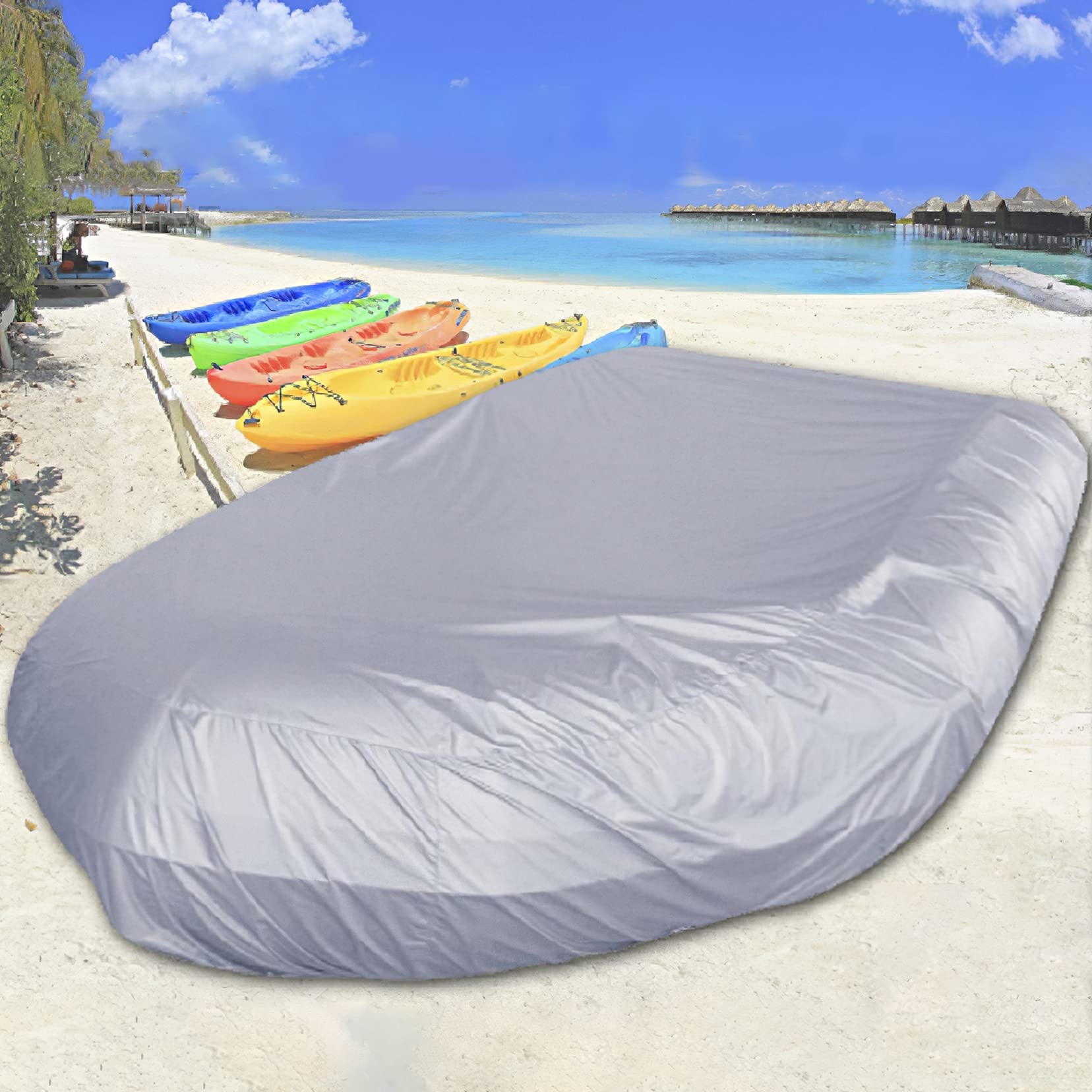 HXSD Generic 7 Sizes Inflatable Boat Cover Waterproof Anti-UV Cover Dustproof Boat Kayak Sun Protector,Gray,10~11ft
