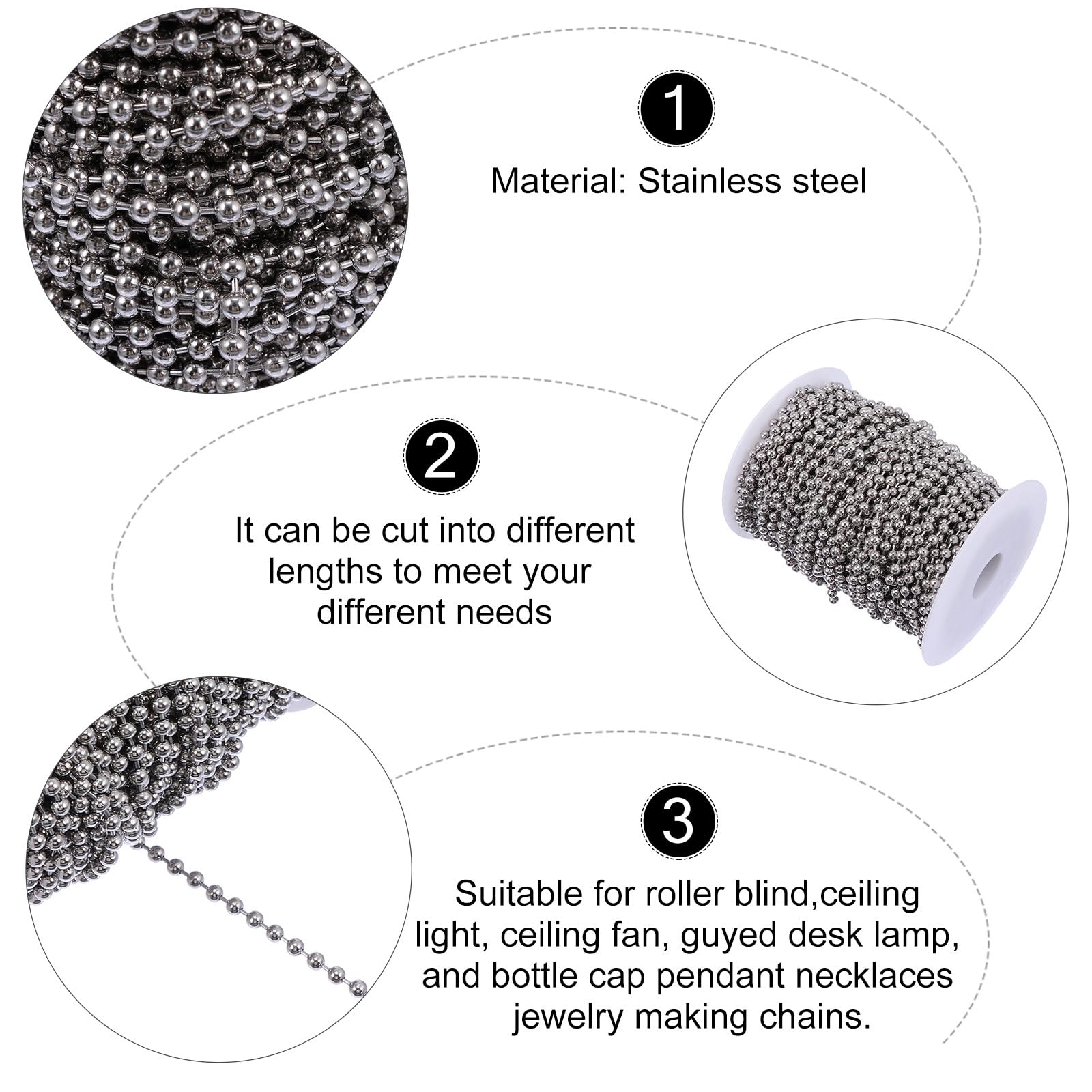 Stal Nierdzewna Beaded Chain Do Biżuterii Rękodzieło Rozszerzenie Łańcucha Komfortowe Gładkie Do Naszyjnika i Projektów DIY