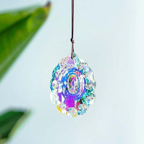 Miniatura 7 de Colgantes de cristal colorido de 2.992 in, diseño de pavo real, atrapa el sol y arco iris, prismas de cristal colgantes para ventanas, para Feng