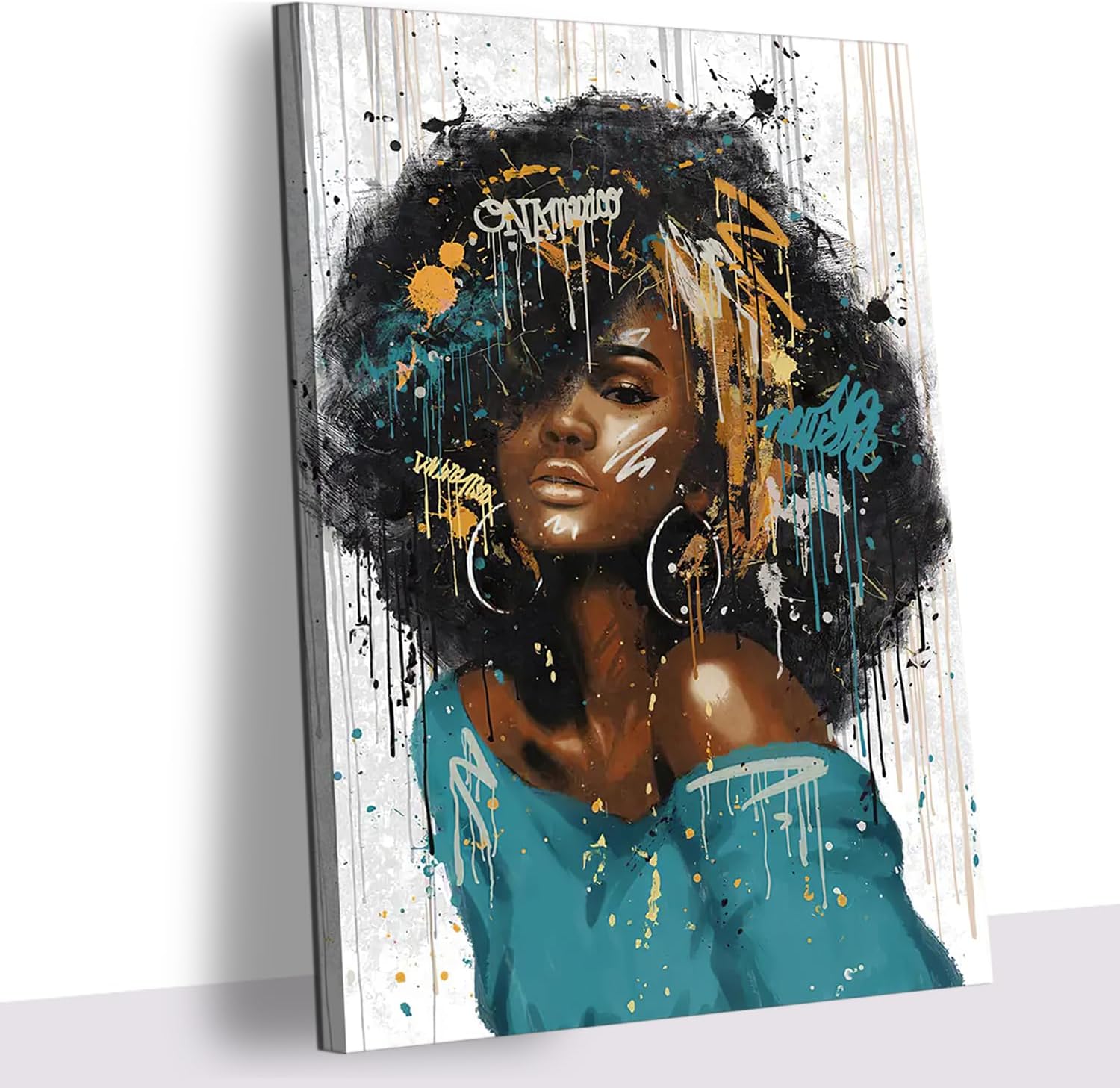 YASOJUN African American Canvas Wall Art Framed Black Woman