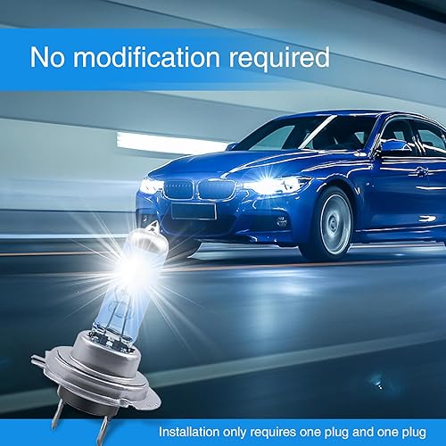 Miniatura 6 de Tesnaao 2 bombillas halógenas H7, soporte de lámpara P20D, bombillas superbrillantes, 12 V, 100 W, haz alto de haz bajo, luz antiniebla para la