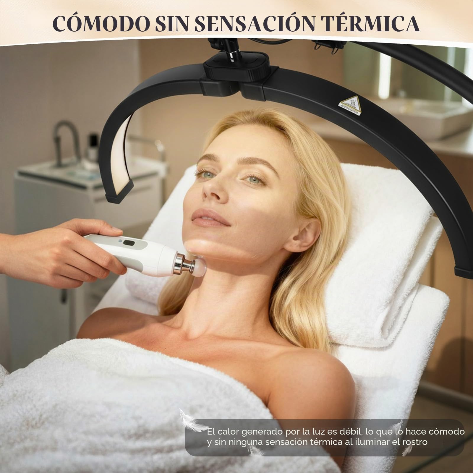 Lámpara LED cosmética de media luna Cabezal giratorio de 360° con 3 temperaturas de color Lámpara pestañas con altura ajustable y control remoto extensiones de pestañas, maquillaje, tatuajes, manicura