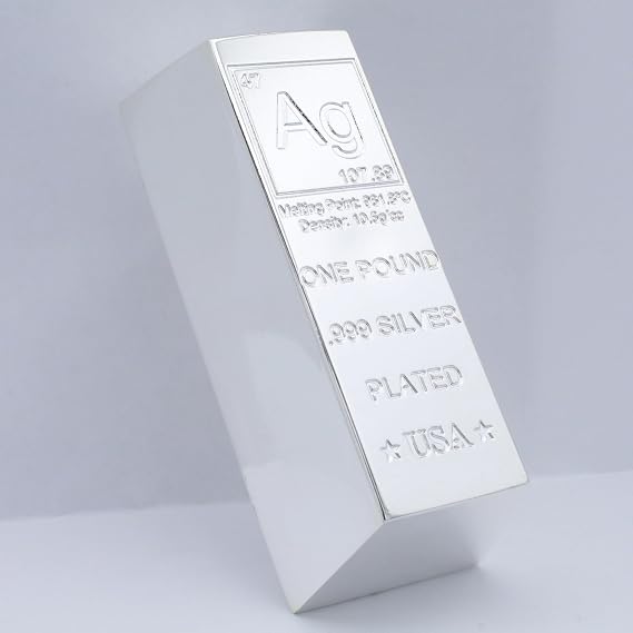 1 lb Silver Plated Bar (Trapezoid Ingot) .999 Pure Paperweight | Element Design with Certificate of Authenticity
