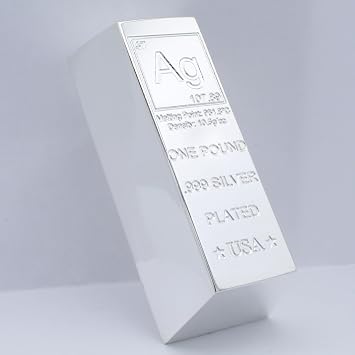 1 lb Silver Plated Bar (Trapezoid Ingot) .999 Pure Paperweight | Element Design with Certificate of Authenticity