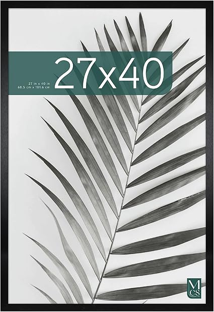 MCS Studio Gallery Movie Poster Frame 27x40 Black Woodgrain, Vertical & Horizontal Wall Hanging Large Picture Frame for Photos, Artwork & Custom Posters (1-Pack)
