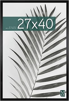 MCS Studio Gallery Movie Poster Frame 27x40 Black Woodgrain, Vertical & Horizontal Wall Hanging Large Picture Frame for Photos, Artwork & Custom Posters (1-Pack)