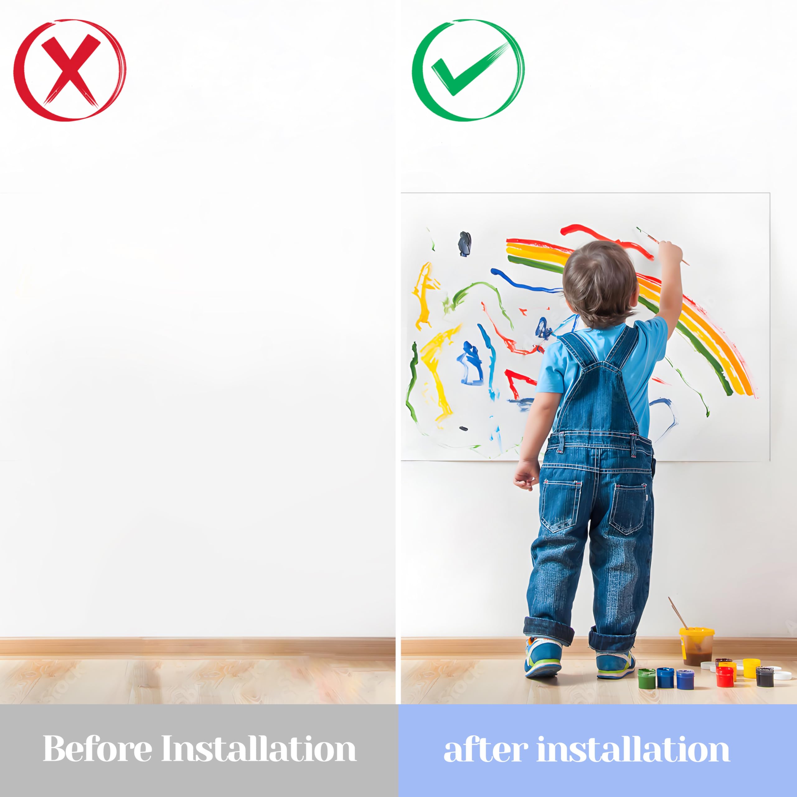 AMIGO Film de Borrado en Seco para Pizarras Blancas, Rollo Autoadhesivo para Pizarras Blancas, Vinilo de pared Reutilizable y Extraíble para Oficina, Aula, Hogar 44x400cm