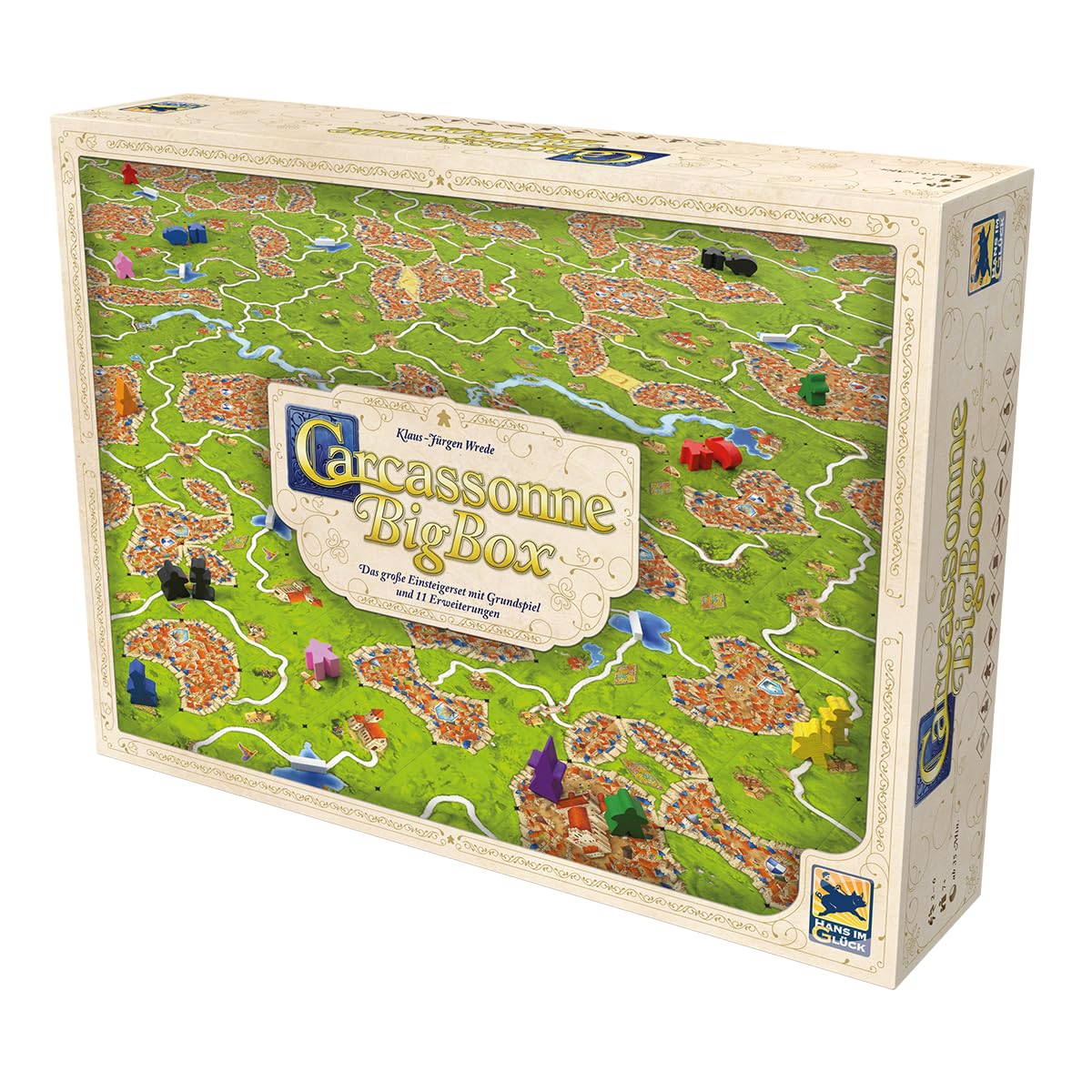 Hans im Glück, Carcassonne BigBox (Auflage 2025), Familienspiel, 2-6 Spieler, 7+ Jahre, 35 Minuten, Deutsch