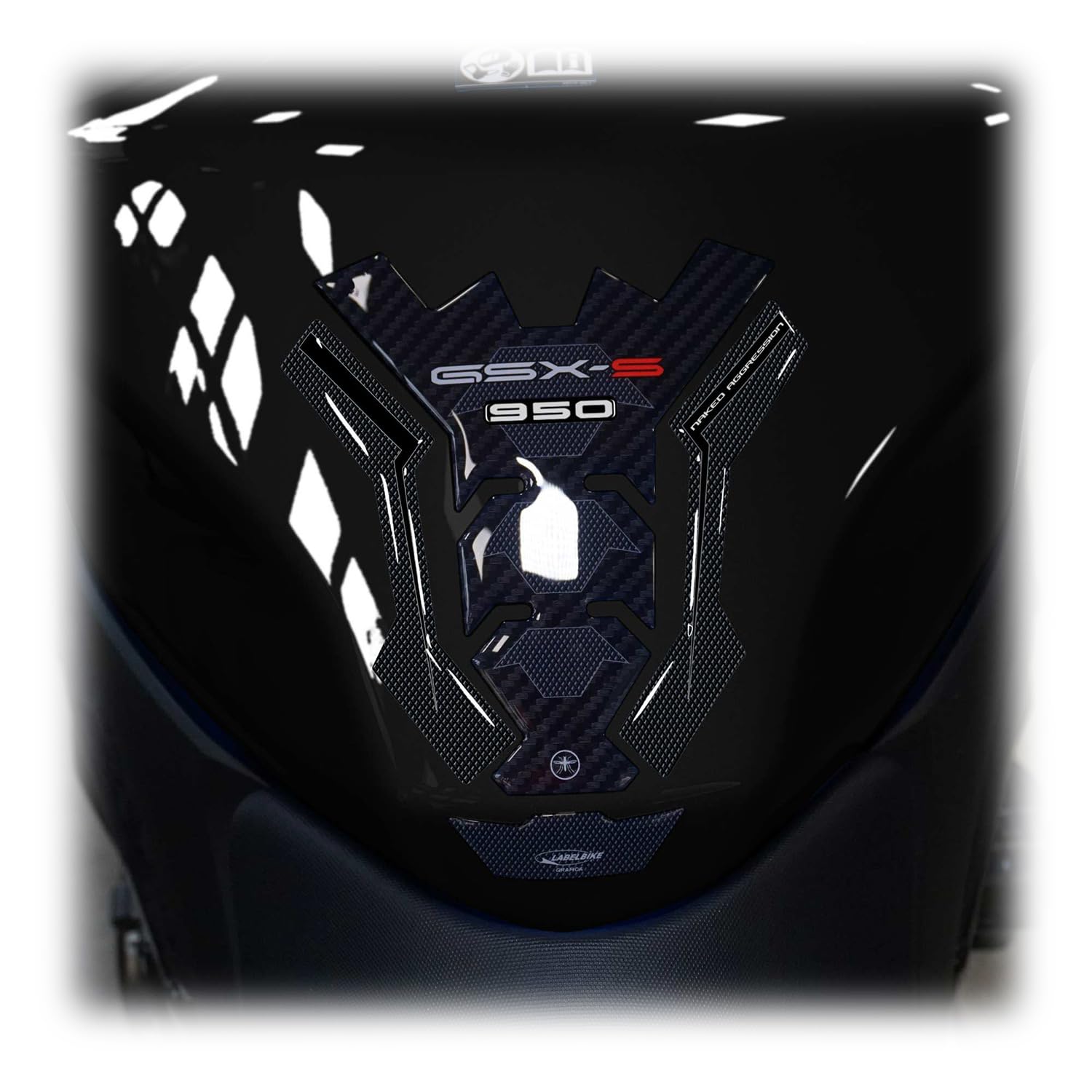 labelbike - Autocollant 3D Moto Réservoir Protection et Décoration en Résine Compatible avec Suzuki GSX-S 950 Depuis 2021 - Couleur Carbon Noir