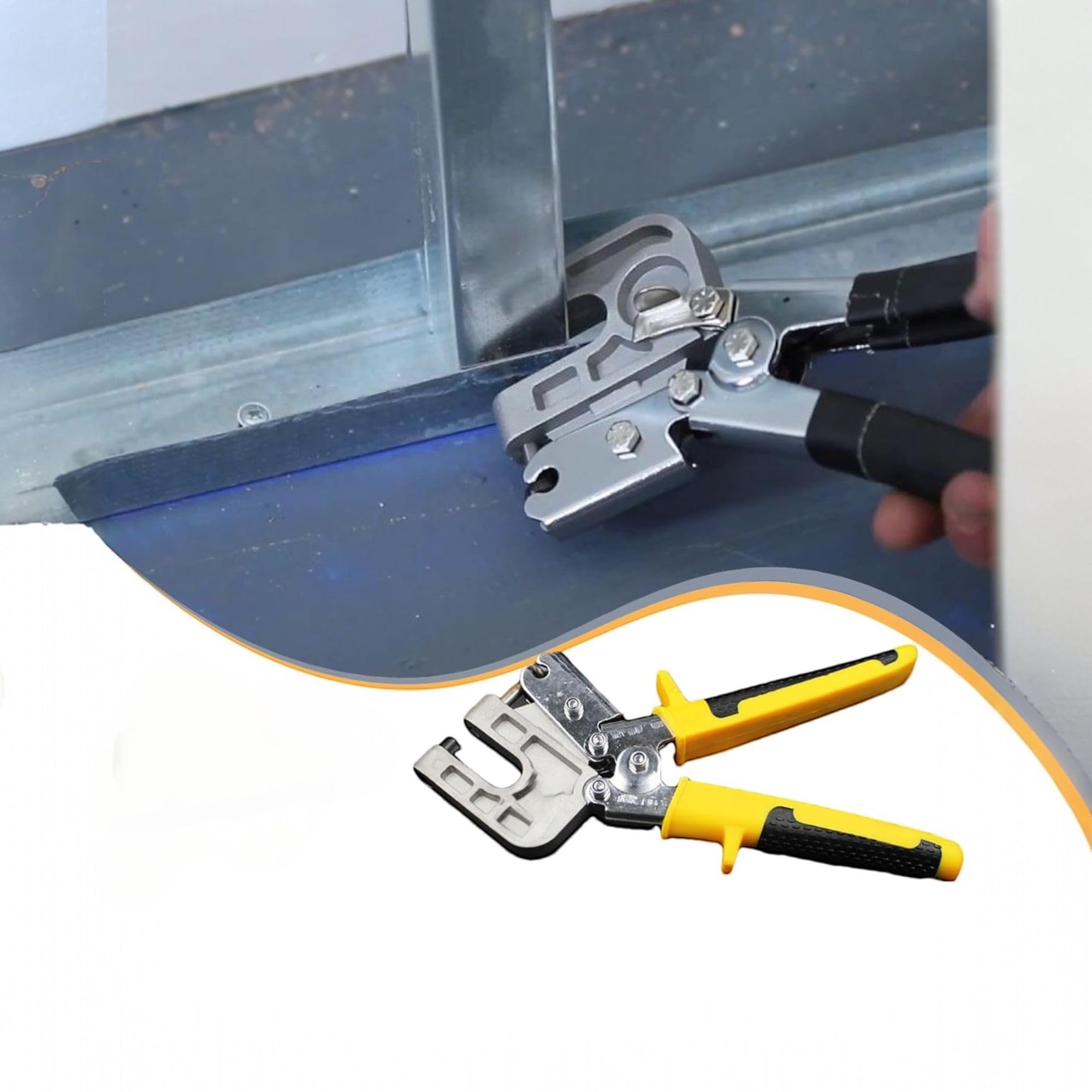 Topolenashop Pinza Crimpatrice per Cartongesso Professionale | Unisce Profili C e U Senza Viti | Pinza per Lamiera Acciaio | Manico Ergonomico Antiscivolo | Art. 82057