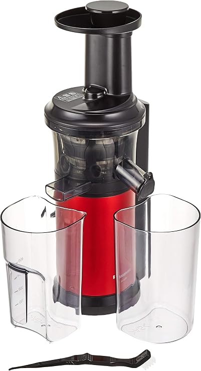 Panasonic MJ-L400-R Juicer, Low Speed Vitamin Server, Cold Press, Recipe Book Included, Metallic Red