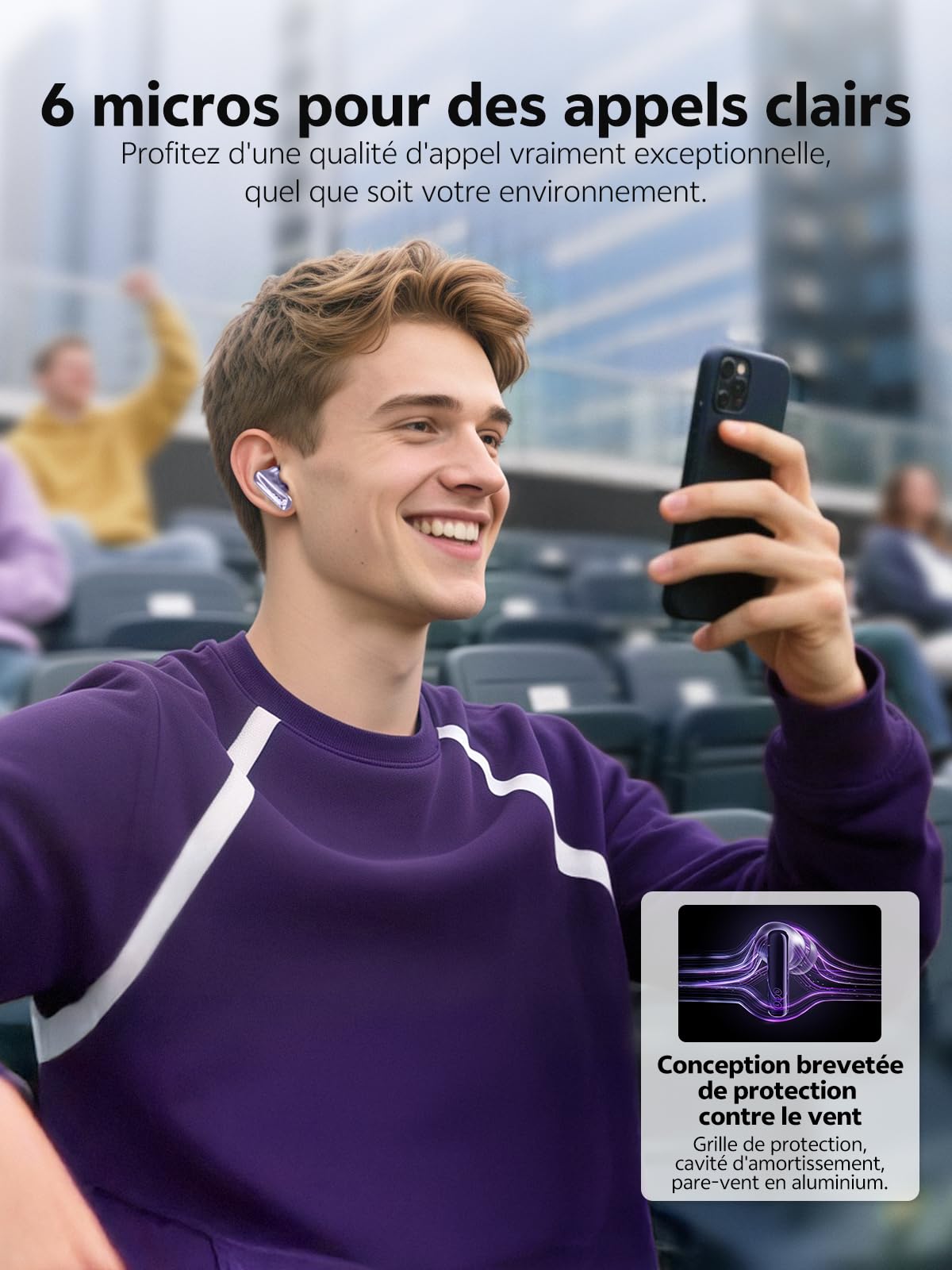 QCY MeloBuds N70 Écouteurs Bluetooth avec réduction Hybride adaptative du Bruit de -56 DB,Hi-Res Sound LDAC,6 micros AI pour des appels clairs,50H de Lecture, Recharge sans Fil,IPX5, Bluetooth 6.0