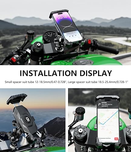 Miniatura 7 de Kewig Soporte de teléfono para horquilla de motocicleta con amortiguador de vibraciones, cámara sin rayones, soporte antirrobo para teléfono