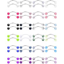 16G Snake Eye Tongue Rings Glow in Dark Balls Curved Tongue Barbell Frog Eye Tongue Ring Retainer Piercing Jewelry for Women Men 14mm 16mm Bar