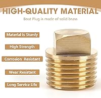 Vista 5 de Tapón de drenaje para barco, 2 tapones de barco de 1/2 pulgada, NPT de latón macizo, tapón de drenaje de garboard, tapones de drenaje de barco