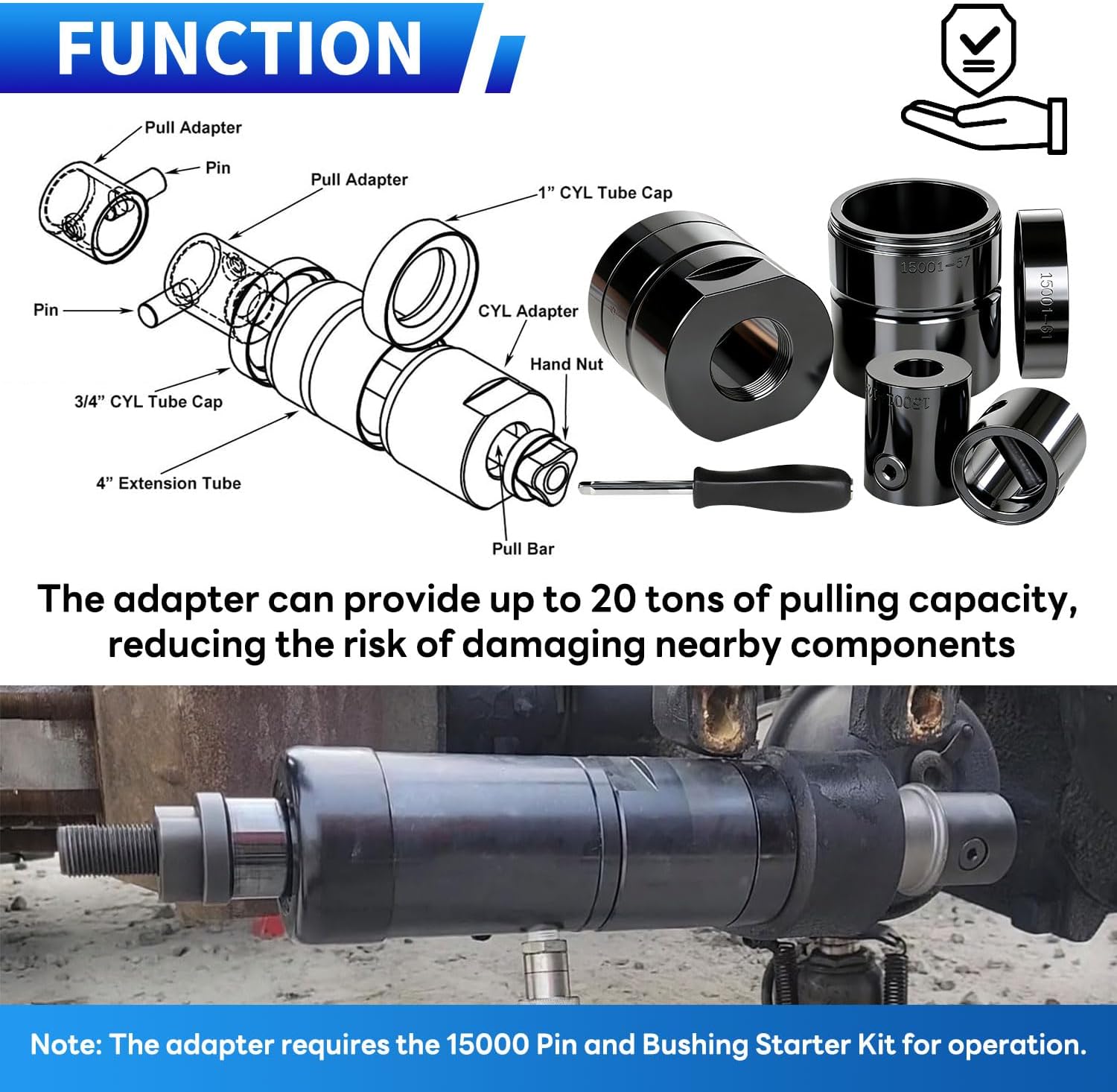 15030 Upgraded Pin and Bushing Adapter – Adapter Tool for Pin & Bushing Removal, to be Used with The Pin & Bushing Starter Kit for Heavy Duty Semi Trucks & Equipment