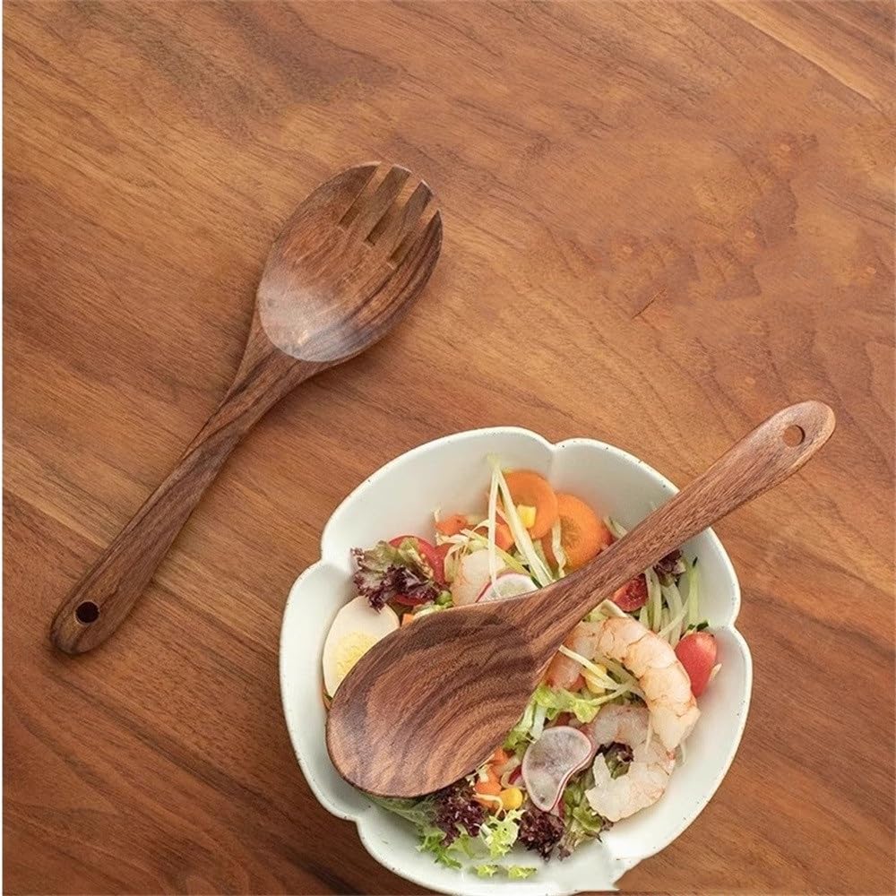 Salatbesteck-Set Holz Salat Löffel Gabel Löffel Set Haushalt Holz Löffel Gabeln