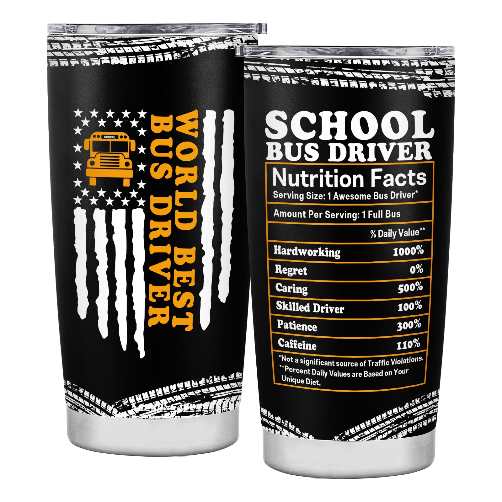 Joytumbler Bus Driver Appreciation Gifts - Men & Women, Back to School Gifts - 20OZ-black