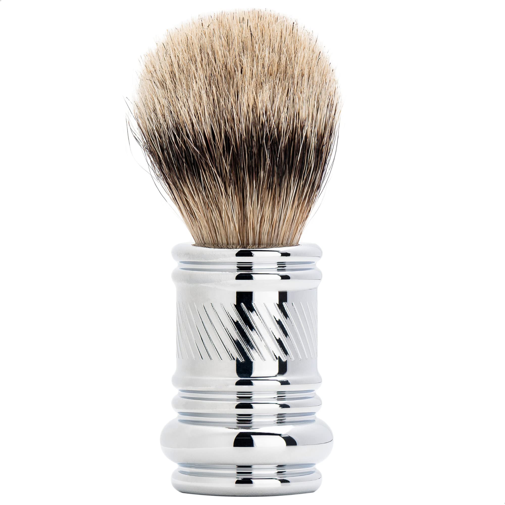 MERKUR Pennello da barba cromato lucido 138 | prodotto naturale in peli di tasso | ideale per rasatura a umido | alluminio, capelli naturali | Made in Germany