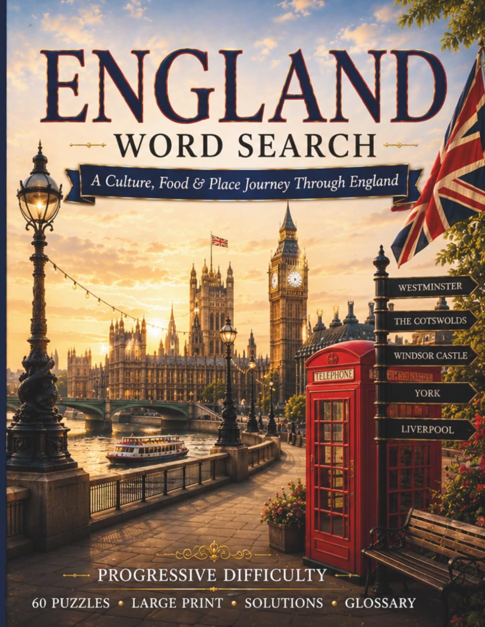 England Word Search: A Culture, Food & Place Journey Through England (World Travel Word Search)