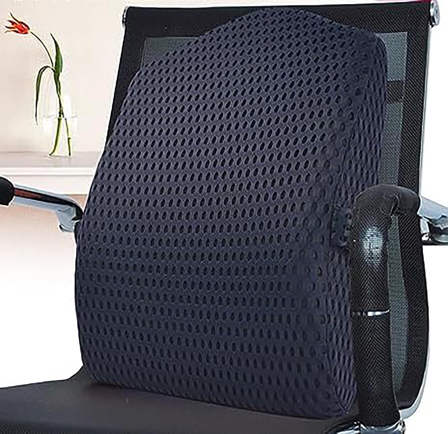 Patented Ergonomic Memory Foam Lumbar Pillow Back Cushion for Office Chairs or Car Seats for Lower Back Pain Relief