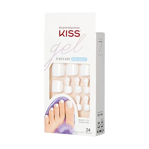 Miniatura 12 de KISS Gel Fantasy Collection - Juego de pedicura de uñas postizas para los pies listas para usar, estilo "This is Classic", con mini lima de uñas,