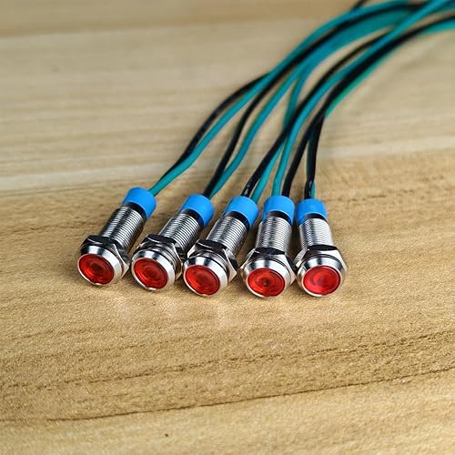 Miniatura 9 de 5 unids 0.236 in 3V-4.5V-5V-6V-7.5V-9VDC LED Indicador de Metal Luz Impermeable Lámpara de Señal Piloto Dash Direccional Coche Camión Barco con